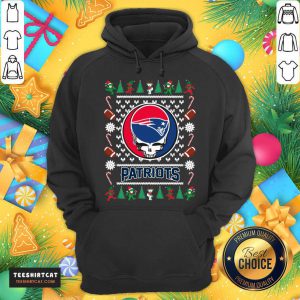 New England Patriots Grateful Dead Ugly Christmas Sweater Hoodie- Design By Teeshirtcat.com