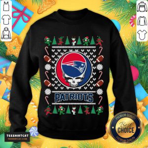 New England Patriots Grateful Dead Ugly Christmas Sweater Sweatshirt- Design By Teeshirtcat.com