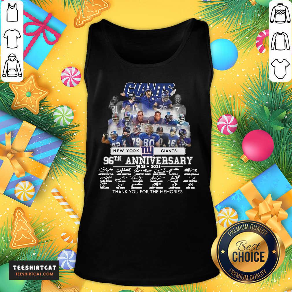 New York Giant 96th Anniversary 1925 2021 Thank You For The Memories Signatures Tank Top - Design By Teeshirtcat.com New York Giant 96th Anniversary 1925 2021 Thank You For The Memories Signatures Tank Top - Design By Teeshirtcat.com