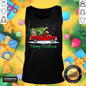 Nice Poodle Red Car Truck Christmas Tree Funny Santa Xmas Dog Poodle Red Car Truck Christmas Tree Fu T-Tank Top- Design By Teeshirtcat.com