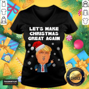 Santa Donald Trump Let's Make Christmas Great Again V Neck- Design By Teeshirtcat.com