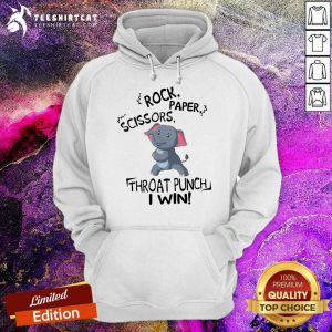 Elephant Rock Paper Scissors Throat Punch I Win Hoodie - Design By Teeshirtcat.com