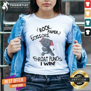 Elephant Rock Paper Scissors Throat Punch I Win V Neck - Design By Teeshirtcat.com