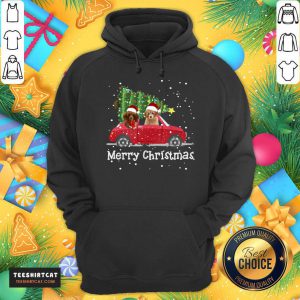 Poodle Red Car Truck Christmas Tree Santa Xmas Dog Merry Christmas Poodle Dog Poodle Red Car Truck Christmas Tree San T-Hoodie- Design By Teeshirtcat.com