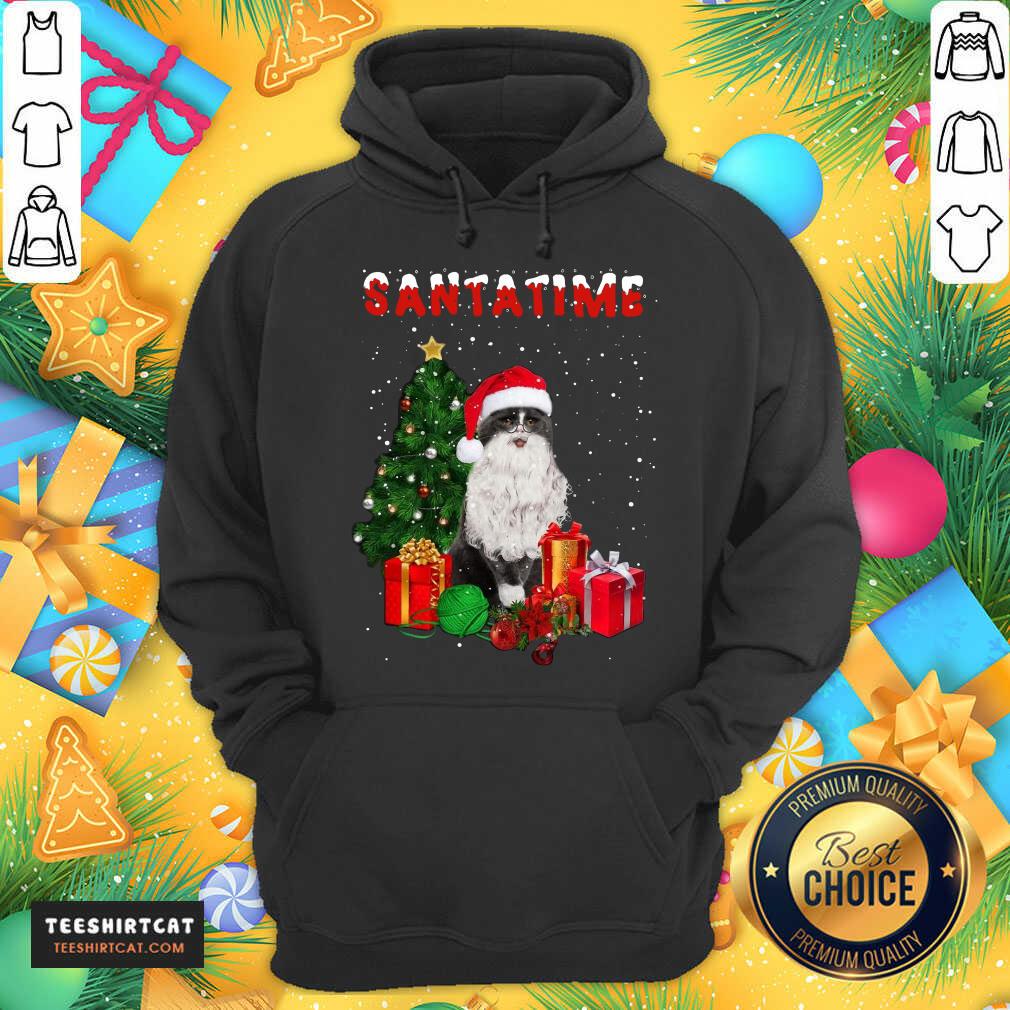 Santatime Cat Merry Christmas Tree Gift Hoodie- Design By Teeshirtcat