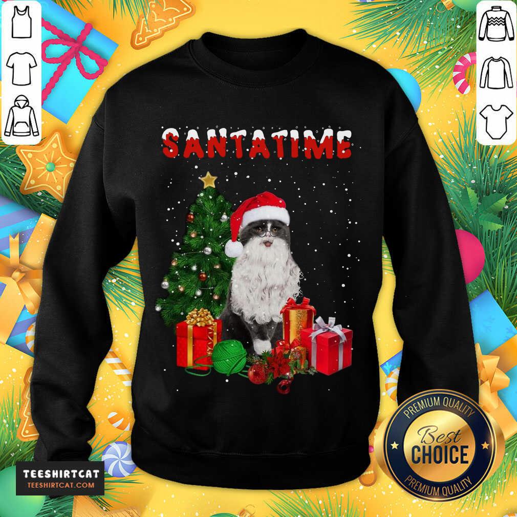 Santatime Cat Merry Christmas Tree Gift Sweatshirt- Design By Teeshirtcat