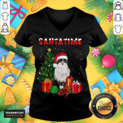 Santatime Cat Merry Christmas Tree Gift V Neck- Design By Teeshirtcat Santatime Cat Merry Christmas Tree Gift V Neck- Design By Teeshirtcat