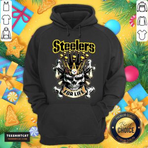 Skull Pittsburgh Steelers For Life T-Hoodie- Design By Teeshirtcat.com