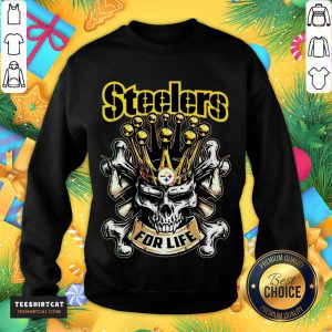Skull Pittsburgh Steelers For Life T-Sweatshirt- Design By Teeshirtcat.com