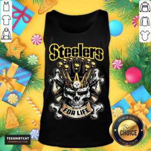 Skull Pittsburgh Steelers For Life T-Tank Top- Design By Teeshirtcat.com