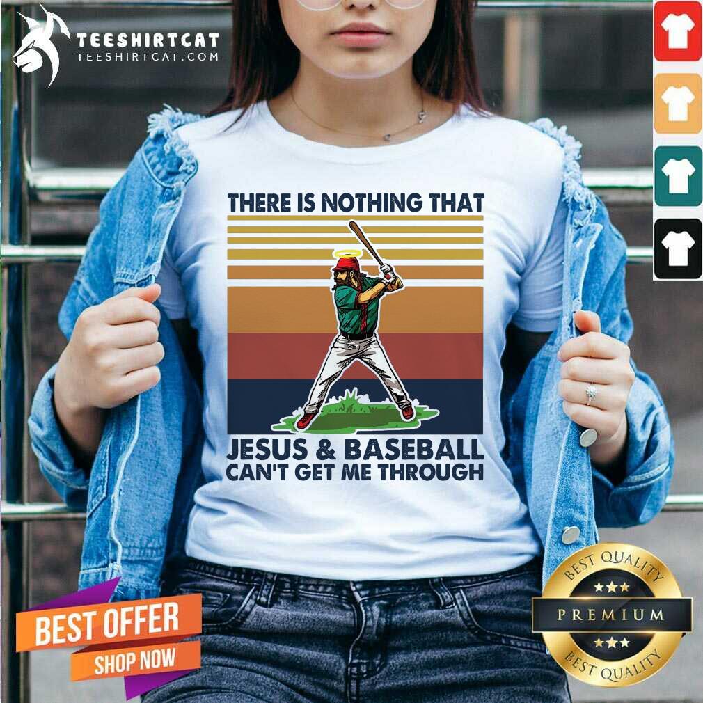 There Is Nothing That Jesus And Baseball Can't Get Me Through Vintage V Neck- Design By Teeshirtcat.com