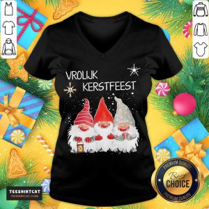 Gnomies Vrolijk Kerstfeest Christmas Sweater V Neck- Design By Teeshirtcat.com