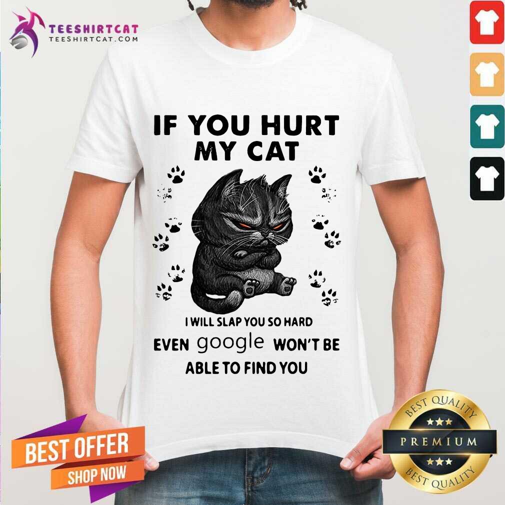 If You Hurt My Cat I Will Slap You So Hard Even Google Won't Be Able To Find You Shirt- Design By Teeshirtcat.com