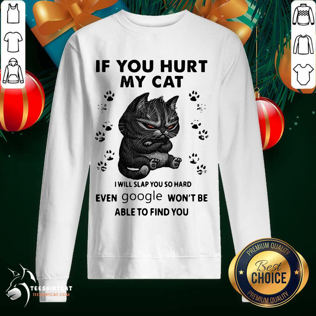 If You Hurt My Cat I Will Slap You So Hard Even Google Won't Be Able To Find You Sweatshirt- Design By Teeshirtcat.com