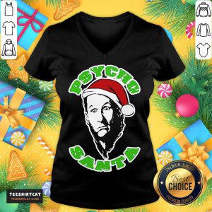 Psycho Santa Christmas Sweater V Neck- Design By Teeshirtcat.com