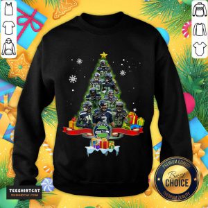 Seattle Seahawks Player Signatures Christmas Tree Sweatshirt- Design By Teeshirtcat.com