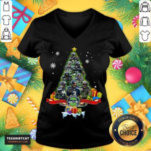 Seattle Seahawks Player Signatures Christmas Tree V Neck- Design By Teeshirtcat.com