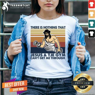There Is Nothing That Jesus And The Gym Can't Get Me Through Vintage Retro V Neck- Design By Teeshirtcat.com There Is Nothing That Jesus And The Gym Can't Get Me Through Vintage Retro V Neck- Design By Teeshirtcat.com