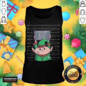 Elf Mugshot Funny Christmas Elves Police Officer Policemen Elf T-Tank Top - Design By Teeshirtcat.com