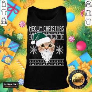 Meowy Christmas Santa Ugly Christmas Tank Top - Design By Teeshirtcat.com