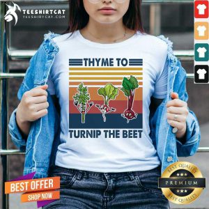 Gardening Thyme To Turnip The Beet Vintage Retro V Neck- Design By Teeshirtcat.com