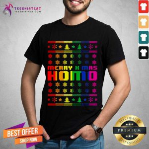 Merry X Mas Homo Rainbow Color Bisexual Homosexual Pride Shirt - Design By Teeshirtcat.com