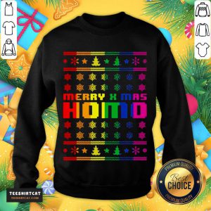 Merry X Mas Homo Rainbow Color Bisexual Homosexual Pride Sweatshirt- Design By Teeshirtcat.com