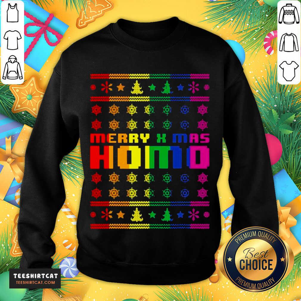 Merry X Mas Homo Rainbow Color Bisexual Homosexual Pride Sweatshirt- Design By Teeshirtcat.com Merry X Mas Homo Rainbow Color Bisexual Homosexual Pride Sweatshirt- Design By Teeshirtcat.com