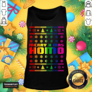 Merry X Mas Homo Rainbow Color Bisexual Homosexual Pride Tank Top- Design By Teeshirtcat.com