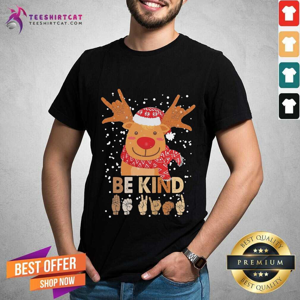 Reindeer Santa Be kind Christmas Sweater Shirt - Design By Teeshirtcat.com