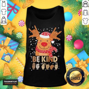 Reindeer Santa Be kind Christmas Sweater Tank Top- Design By Teeshirtcat.com