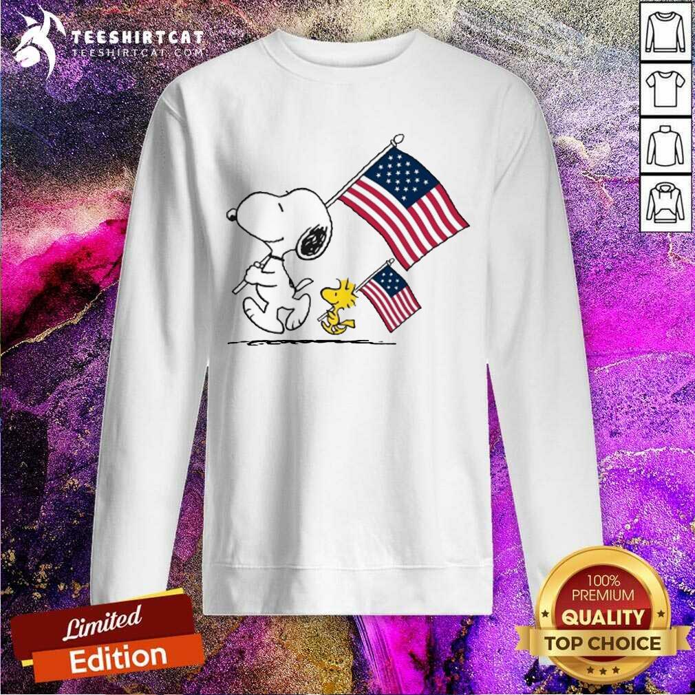 Snoopy And Woodstock Holding American Flag 4th Of July Sweatshirt- Design By Teeshirtcat.com Snoopy And Woodstock Holding American Flag 4th Of July Sweatshirt- Design By Teeshirtcat.com