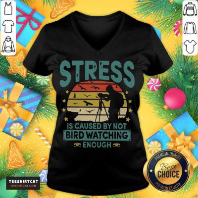 Stress Is Caused By Not Bird Watching Enough Vintage V Neck- Design By Teeshirtcat.com Stress Is Caused By Not Bird Watching Enough Vintage V Neck- Design By Teeshirtcat.com