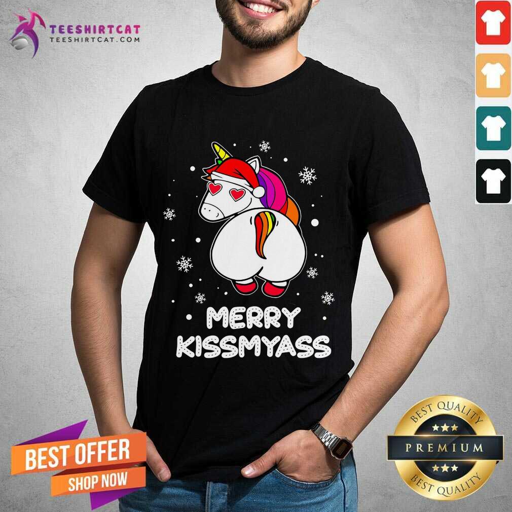 Premium Unicorn Merry Kissmyass Ugly Christmas Shirt - Design By Teeshirtcat.com