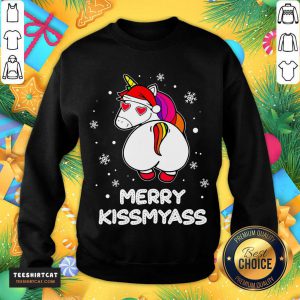 Unicorn Merry Kissmyass Ugly Christmas Sweatshirt- Design By Teeshirtcat.com