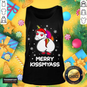 Unicorn Merry Kissmyass Ugly Christmas Tank Top- Design By Teeshirtcat.com