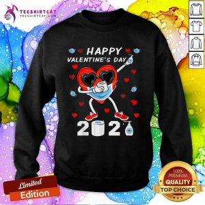 Dabbing Heart In A Mask Happy Valentines Day 2021 Sweatshirt- Design By Teeshirtcat.com