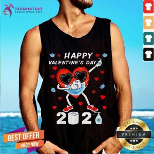 Dabbing Heart In A Mask Happy Valentines Day 2021 Tank Top- Design By Teeshirtcat.com