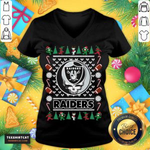 Las Vegas Raiders Grateful Dead Ugly Christmas Sweater V Neck- Design By Teeshirtcat.com