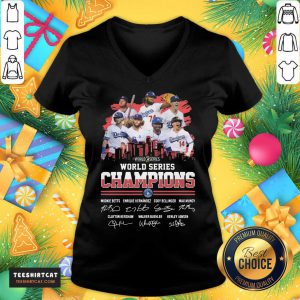 Los Angeles Dodgers 2020 World Series Champions Signatures V Neck- Design By Teeshirtcat.com