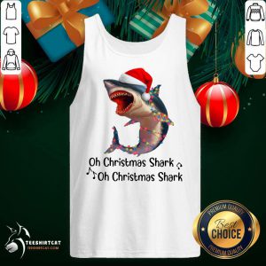 Shark Santa Light Oh Christmas Shart Oh Christmas Shark Tank Top- Design By Teeshirtcat.com