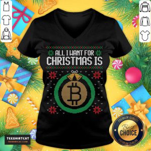 Ugly Sweater Christmas Bitcoin V Neck- Design By Teeshirtcat.com