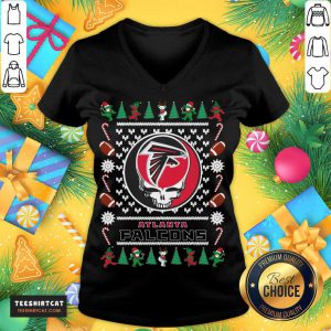 Atlanta Falcons Grateful Dead Ugly Christmas Sweater V Neck- Design By Teeshirtcat.com
