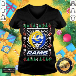 Los Angeles Rams Grateful Dead Ugly Christmas Sweater V Neck- Design By Teeshirtcat.com