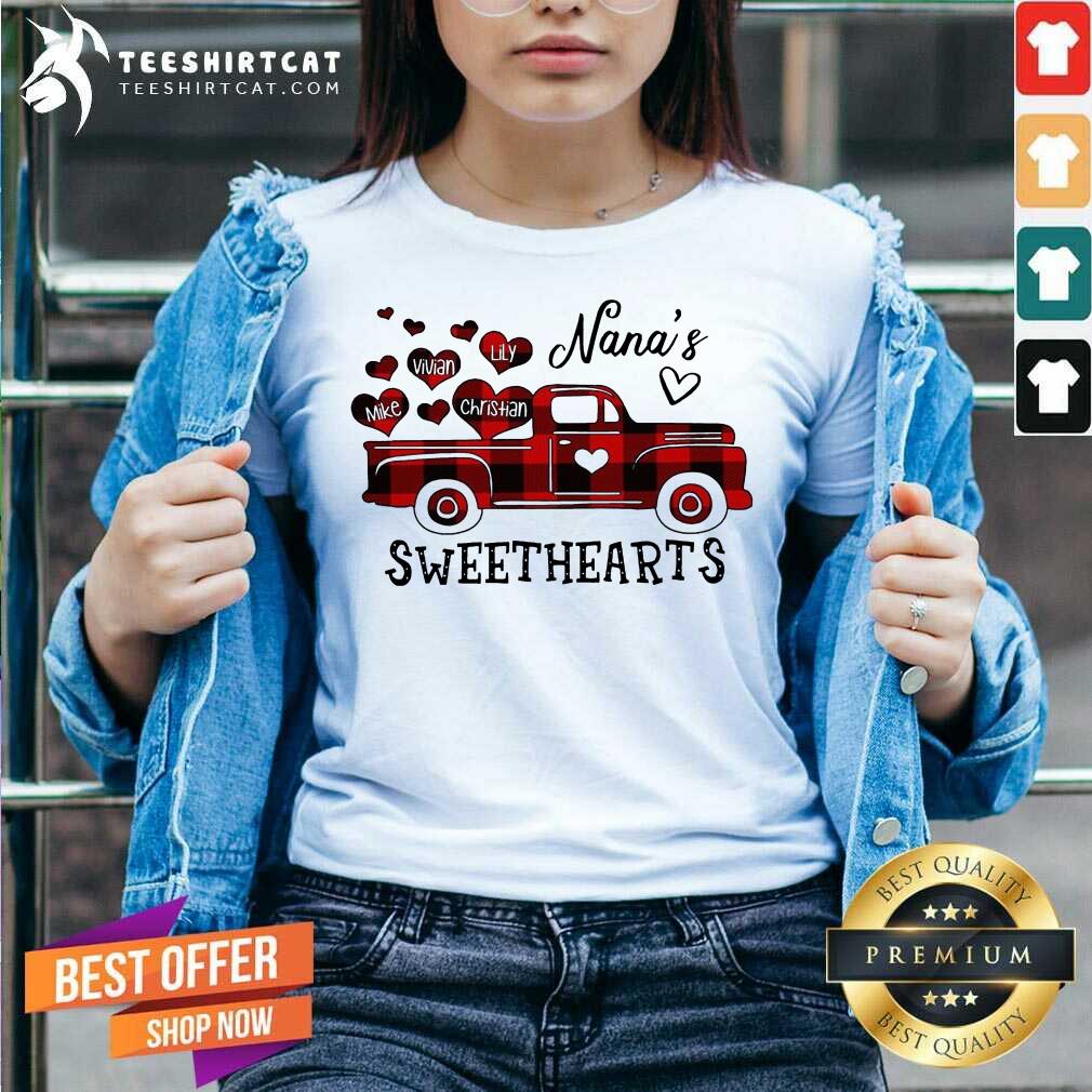 Nana's Sweethearts Truck Mike Vivian Lily Christian V Neck- Design By Teeshirtcat.com