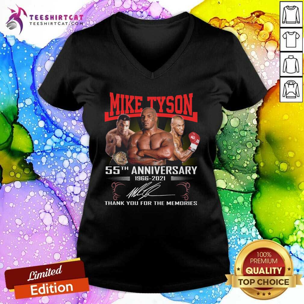Mike Tyson 55th Anniversary 1966 2021 Thank You For The Memories Signature V Neck Mike Tyson 55th Anniversary 1966 2021 Thank You For The Memories Signature V Neck
