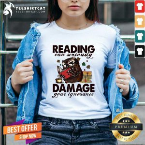 Owl Reading Can Seriously Damage Your Ignorance V Neck - Design By Teeshirtcat.com