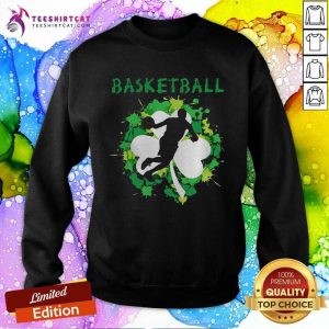 Basketball Shamrock Irish St Pattys Day Sport Sweatshirt- Design By Teeshirtcat.com