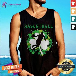 Basketball Shamrock Irish St Pattys Day Sport Tank Top- Design By Teeshirtcat.com