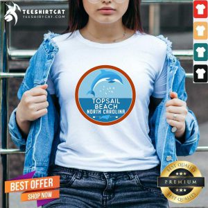 Cute Topsail Beach North Carolina NC Dolphin Lover V Neck